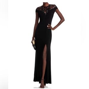NWT ADRIANNA PAPELL Embellished Illusion-Yoke Gown